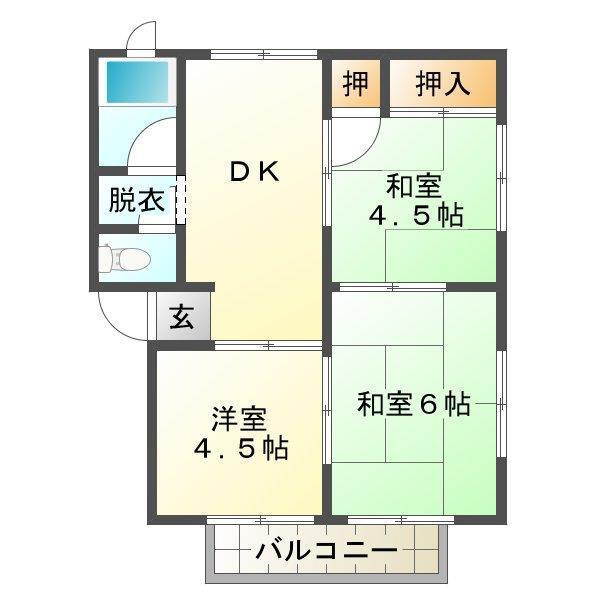 パールハイツ新野辺(3DK/2階)の間取り写真