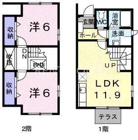エスポワールIII(2LDK/1階)の間取り写真