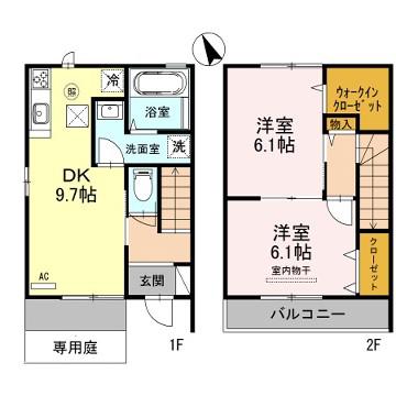 ソフィア ルミエールII(2DK/1階)の間取り写真