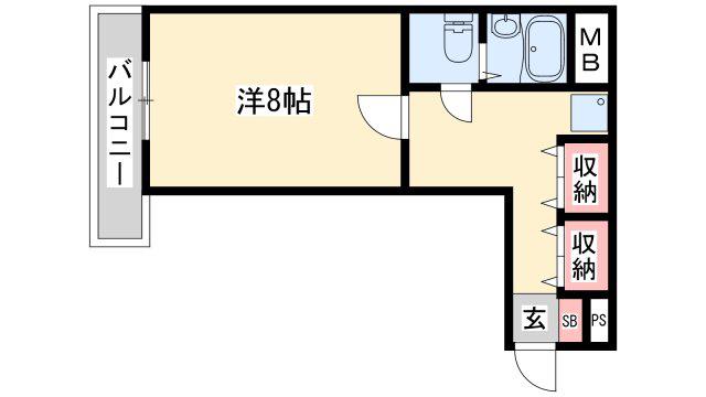 ルークレジデンス姫路III(1K/4階)の間取り写真