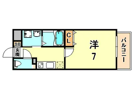 アベニュー六甲(1K/2階)の間取り写真