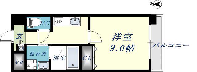 COZY COURTⅢ(1K/5階)の間取り写真