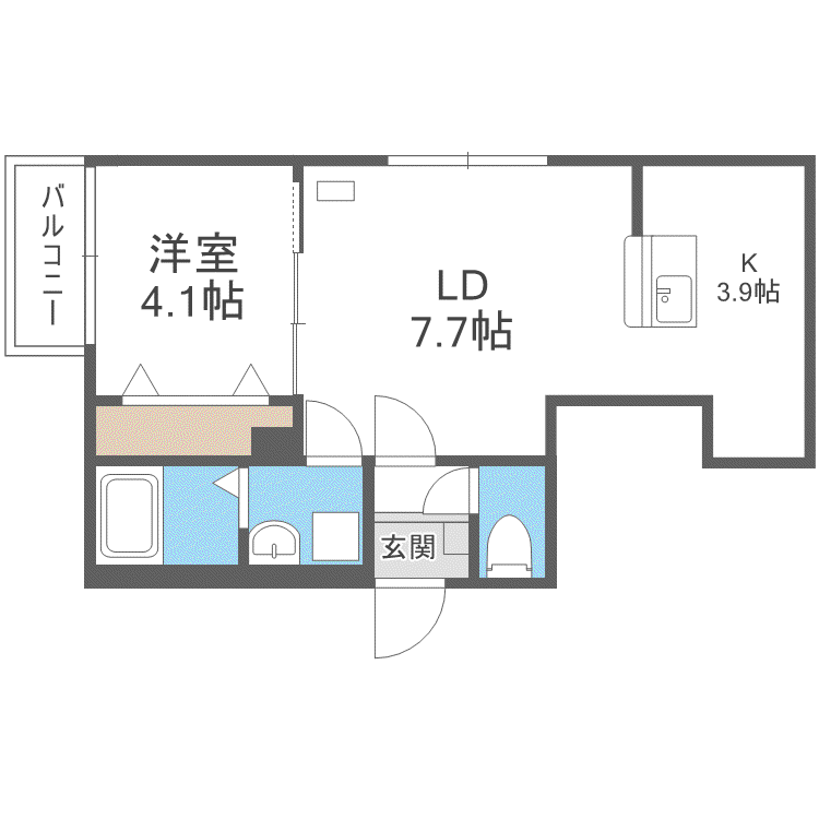 ライトベル北20条(1LDK/3階)の間取り写真