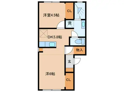ペパーミント小島南(1LDK/1階)の間取り写真