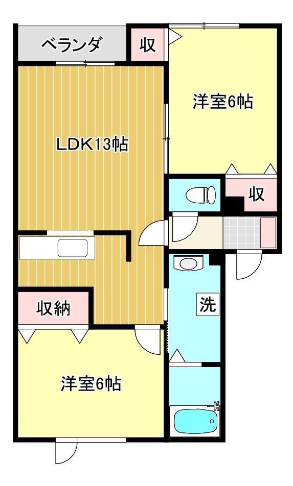 エスタミ菊地(2LDK/1階)の間取り写真