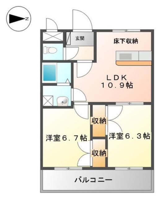 グー・ビラージュ(2LDK/2階)の間取り写真