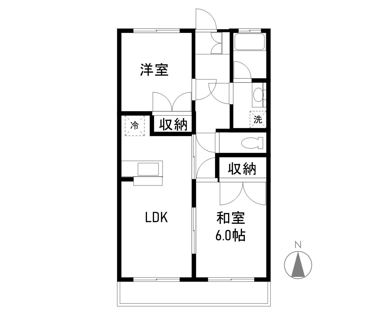 リエス小山間々田(2LDK/3階)の間取り写真