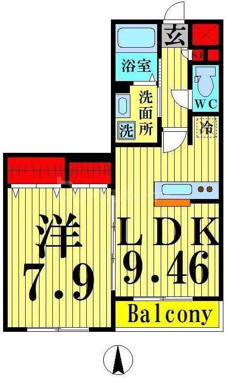 プランドール(1LDK/3階)の間取り写真