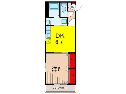 アーバンコートS(1DK/1階)の間取り写真