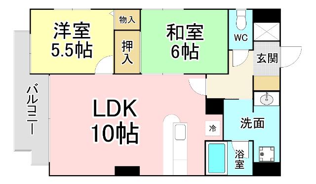 ケイジュカン I(2LDK/5階)の間取り写真