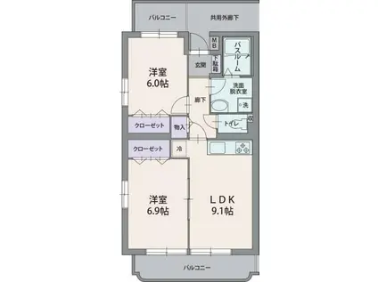 エテルノ(2LDK/2階)の間取り写真