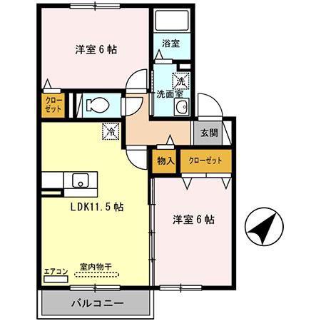セジュールアースマーシIV(2LDK/2階)の間取り写真