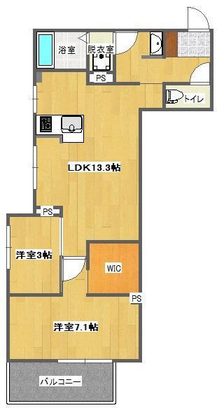プルミエ室見(2LDK/1階)の間取り写真