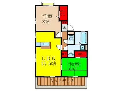 SOGNO VIA LATTEA(2LDK/1階)の間取り写真