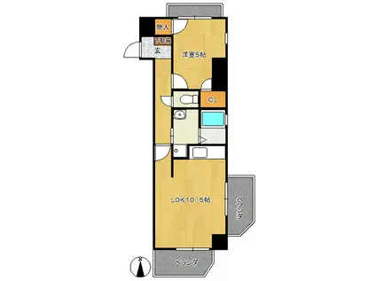 ウィンドヌーブあづま(1LDK/2階)の間取り写真