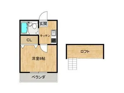 ショウロ御殿山(1K/1階)の間取り写真