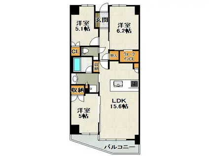 ハイネスクラウズ宝塚清荒神 夢奏館(3LDK/4階)の間取り写真