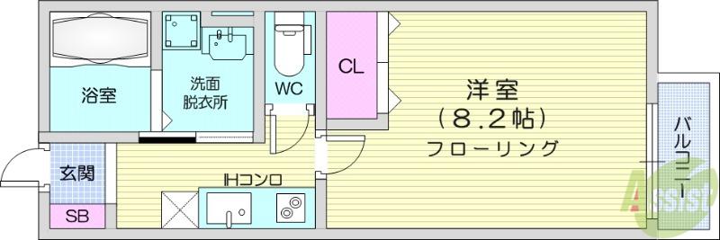LINO(1K/1階)の間取り写真