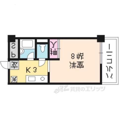 オーク長岡天神JOMO(1K/4階)の間取り写真