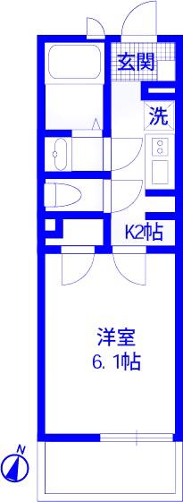 JHK浦和仲町(1K/4階)の間取り写真