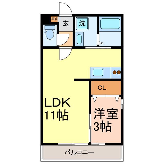 M-II(1LDK/1階)の間取り写真