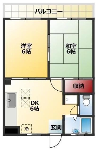 リバティーマンション(2DK/1階)の間取り写真