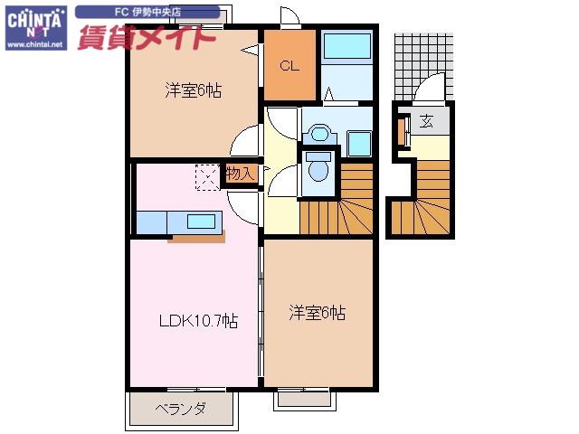 プリマヴェーラ II(2LDK/2階)の間取り写真