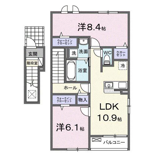 ソラティオ(2LDK/2階)の間取り写真