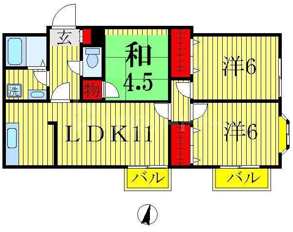コートグランディア一ツ家(3LDK/4階)の間取り写真