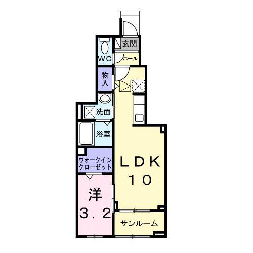 ヴィラ グレイスB(1LDK/1階)の間取り写真