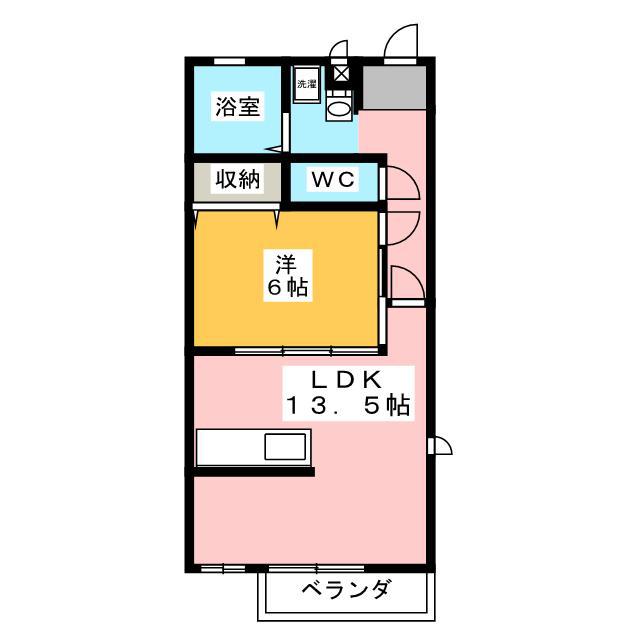 クリスタルムーン B(1LDK/1階)の間取り写真