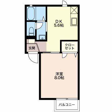 コータコート B(1DK/1階)の間取り写真