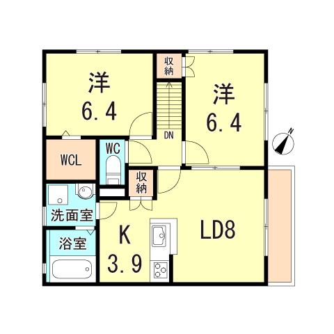 パールグラン(2LDK/2階)の間取り写真