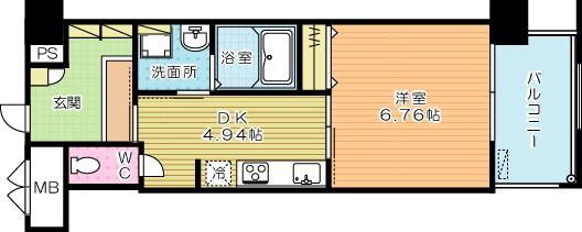 BAY RIDGE (1DK/4階)の間取り写真