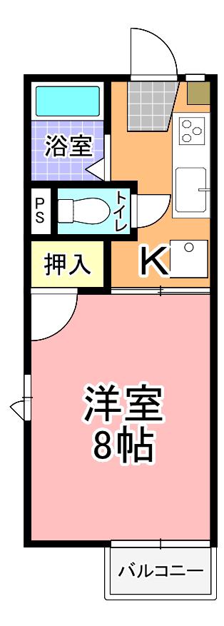 ハイム・シティア A棟(1K/2階)の間取り写真