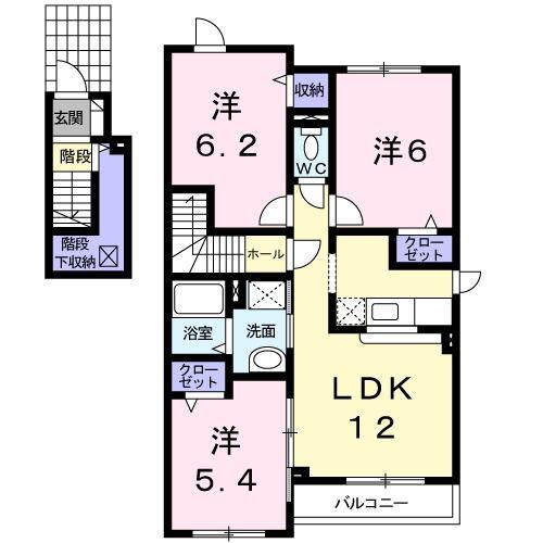 スカイピアみどり台G(3LDK/2階)の間取り写真