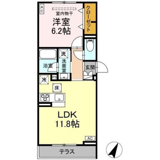 ASSET-COURT立川上砂町5丁目 B棟(1LDK/1階)の間取り写真