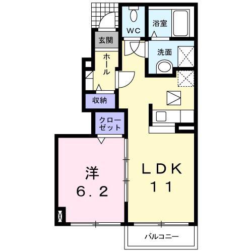 カサ・フローレス(1LDK/1階)の間取り写真