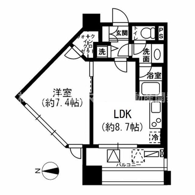 レジディア市ヶ谷(1LDK/9階)の間取り写真