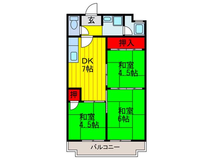 樋本マンション(3DK/4階)の間取り写真