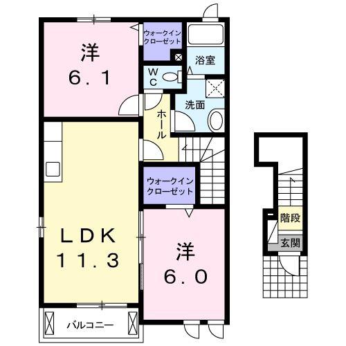 ニューコスモス(2LDK/2階)の間取り写真