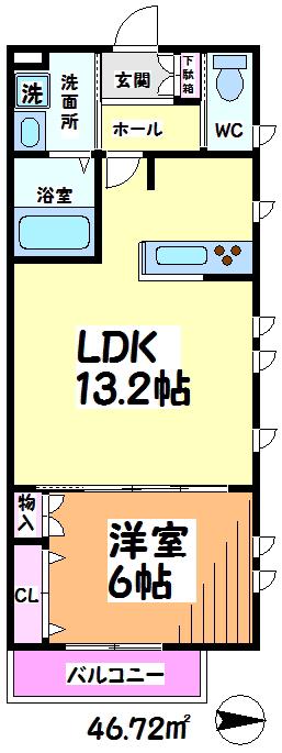 エルミタージュ永福町 当社管理物件(1LDK/3階)の間取り写真