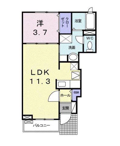 ヴェルドミールホンマIII(1LDK/1階)の間取り写真