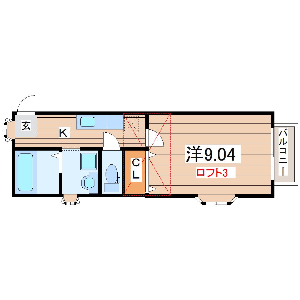 サゥーヂビバII番館(1K/2階)の間取り写真