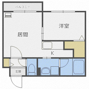 エスキス栄通6(1LDK/1階)の間取り写真