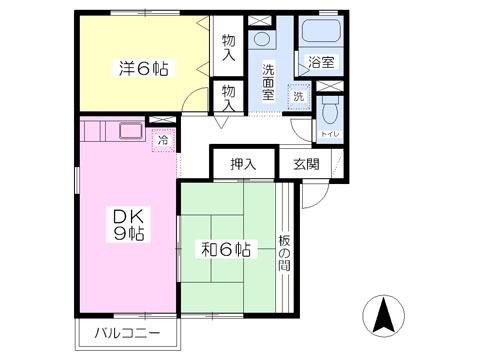 リバーサイド・アイルA(2DK/1階)の間取り写真