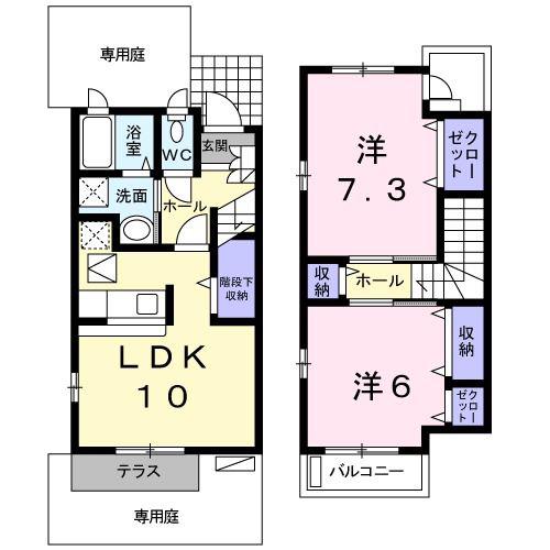 ラッフィナートカーサ(2LDK/1階)の間取り写真