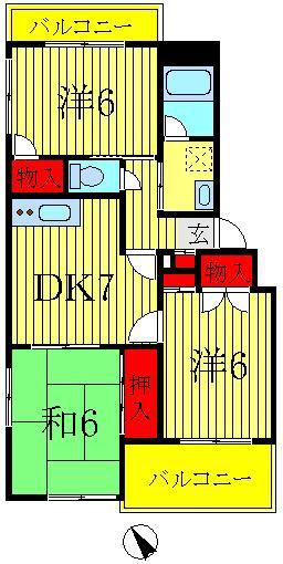 リバーパーク金町(3DK/3階)の間取り写真