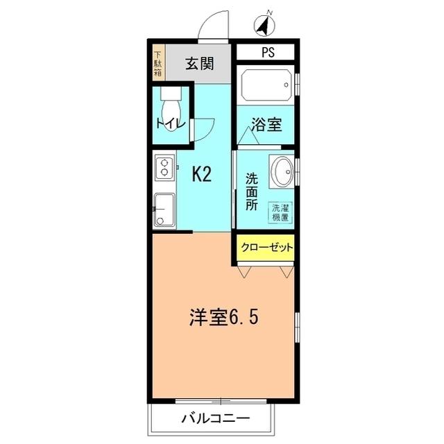 ルミエール南原(ワンルーム/2階)の間取り写真