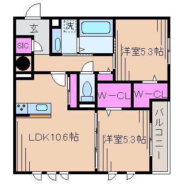 パラカント(2LDK/3階)の間取り写真